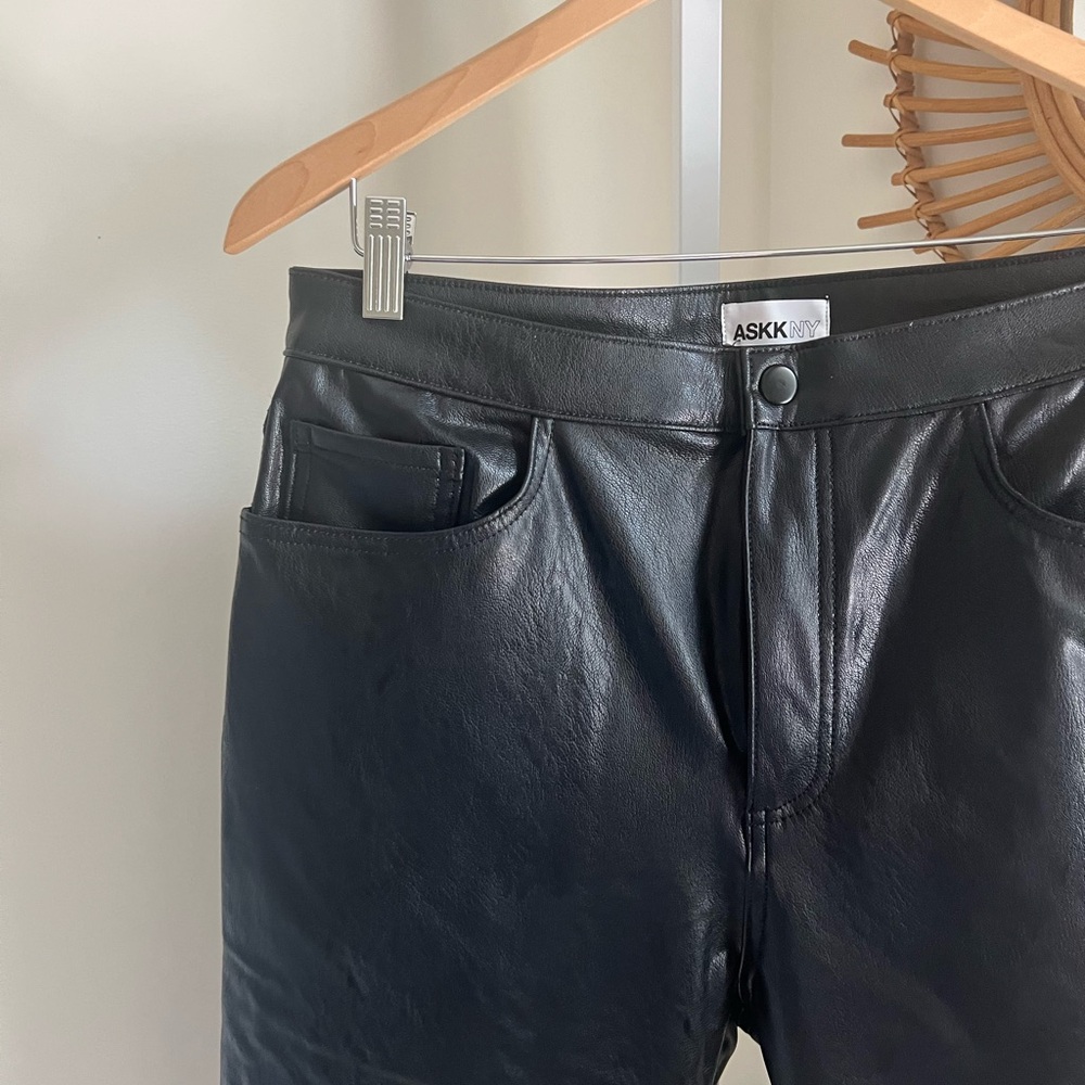 Anthropologie ASKK NY Black Geek Vegan Faux Leather Pants NWT Size 31 - Picture 4 of 7